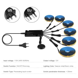 Touch Sensor Light Display Cabinet Under LED Night Light 4/5/6PCS 1-2M Black COB LED Strip EU Plug for Acoustic Wall Panel Decor