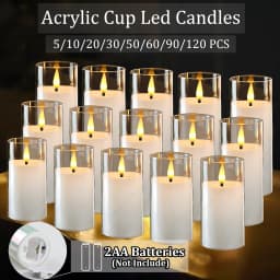 5-120PCS Flameless Candles Decoration Wedding Led Candles Artificial Electronic Candle Battery Candlelight Concert Acrylic Cup