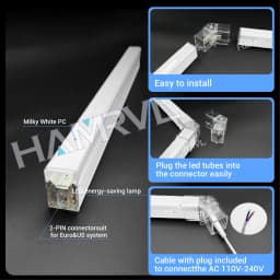 Hexagon Light Adjustable Suspension Rope and Splicing Connector All Copper 2Pin V/Y/L/T/I Cable LED Tube Lamp for Garage Ceiling