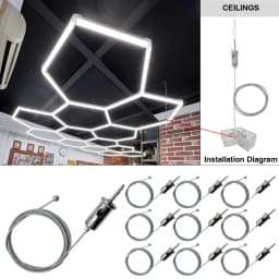 Hexagon Light Adjustable Suspension Rope and Splicing Connector All Copper 2Pin V/Y/L/T/I Cable LED Tube Lamp for Garage Ceiling