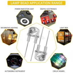 50Pcs 8mm Super Bright Diode Led Lamp Bead LED Power Bulb White Red Yellow Blue Green Emitting Light Decoration Atmosphere Neon