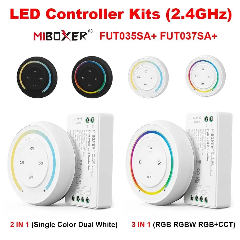 Miboxer LED Controller Set Dual White Single Color FUT035SA+ RGB RGBW RGB+CCT FUT037SA+ 2.4G Sunrise Remote Rainbow 12V-24V