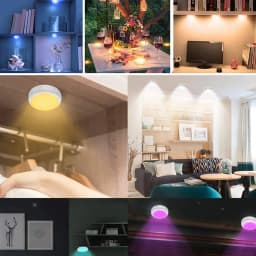 3/6 PCS LED Puck Light RGB 16 Colors Dimmable Under Cabinet Light USB Rechargeable Wine Cabinet Light with Remote Control