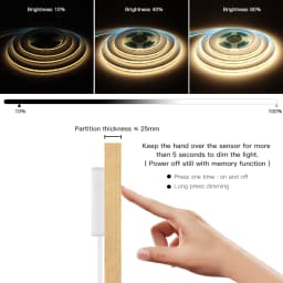 10M Touch Dimmer and Hand Sweep Induction Switch COB LED Strip Light 24V 320LEDs/M LED Tape Lamp Bedroom Kitchen Lighting Ribbon