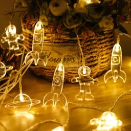 10leds Astronaut Rocket Planet Fairy Light Garland Battery Powered LED Galaxy String Light for Children Christmas Party Decor