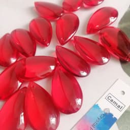 Camal 20pcs 37mm Red Crystal Smooth Teardrop Beads Prism Pendant Lamp Chandelier Hanging Ornament Wedding Jewelry Craft Decor