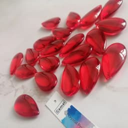 Camal 20pcs 37mm Red Crystal Smooth Teardrop Beads Prism Pendant Lamp Chandelier Hanging Ornament Wedding Jewelry Craft Decor