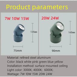 Dimmable Macaroon 180°Rotation Surface Mounted LED Downlight 10W15W20W24W COB Ceiling Lamp AC85~265V Spotlight Indoor Lighting
