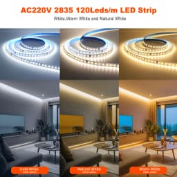 10m 20m 50m 220V 2835 LED Strip Light No Need Driver High Bright 120LEDs/m Flexible Led Tape Lights IP44 Ribbon Home Lighting