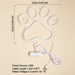 Chi-buy LED Neon Paw USB Powered Neon Signs Night Light 3D Wall Art & Game Room Bedroom Living Room Decor Lamp Signs