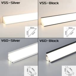 45° Oblique Beam LED Aluminum Profile V-type Top Corner Ceiling Flush Mounted Drywall PC Diffuser Channel Linear Bar Strip Light