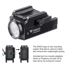 Trustfire GM23 Tactical Led Flashlights 800Lumen Rail Mounted Quick Release USB Rechargeable Light for Taurus Glock 17 19