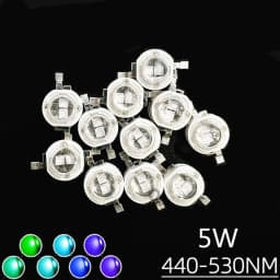 10-50pcs High Power 5W Blue Light Dual Core Simulated Lumen Lamp Bead LED Green Light Blue 450nm 470nm 480nm 490nm 520nm 535nm