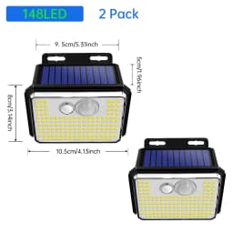 2Pack IP67 Waterproof Solar Outdoor Garden Lights Super Bright 148/197 LEDs Motion Sensor Wall Light Solar Powered Security Lamp