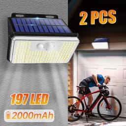 2Pack IP67 Waterproof Solar Outdoor Garden Lights Super Bright 148/197 LEDs Motion Sensor Wall Light Solar Powered Security Lamp