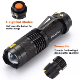 Zoom Mini LED High Bright Palm Size Small Flashlight Aluminum Portable Clip Backpack Pocket Torch Outdoor Hiking Travel Camping