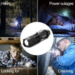Zoom Mini LED High Bright Palm Size Small Flashlight Aluminum Portable Clip Backpack Pocket Torch Outdoor Hiking Travel Camping