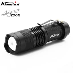 Zoom Mini LED High Bright Palm Size Small Flashlight Aluminum Portable Clip Backpack Pocket Torch Outdoor Hiking Travel Camping