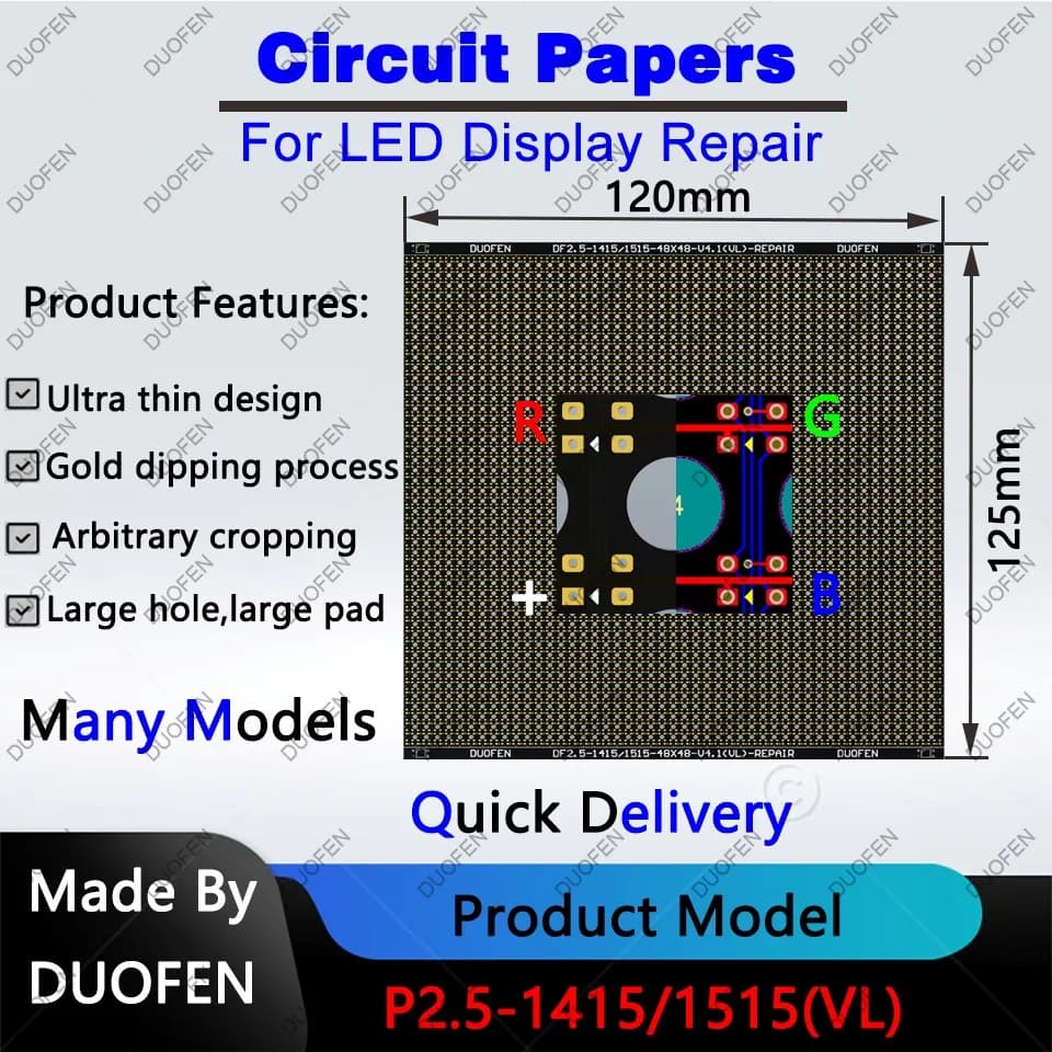 P2.5 series Circuit Paper,Double-sided solder pads, fully covered with large holes ,Used for repairing damaged PCB pads