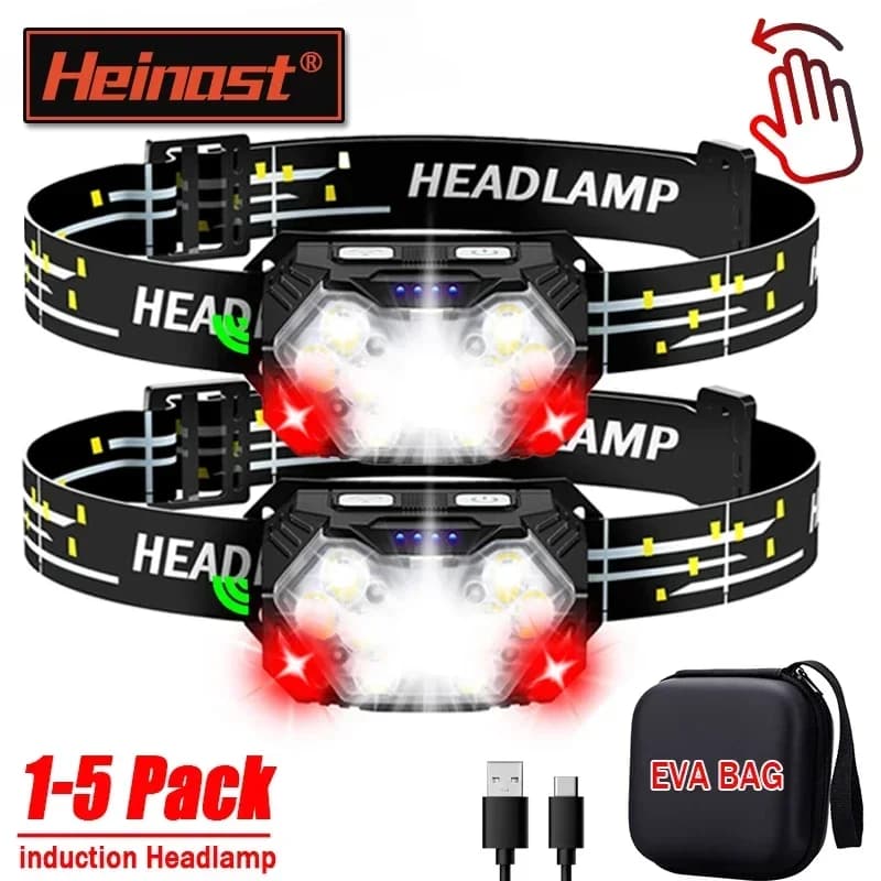 9 Led 2000LM Headlamp USB Rechageable Motion Sensor Headlight Portable Fishing Camping Outdoor Head Lamp Work Flashlight