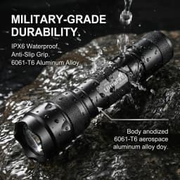 UltraFire WF-502B Warm White Flashlight Single Mode 4000K 800 Lumens Yellow Light 18650 Rechargeable Tactical Waterproof Torch