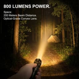 UltraFire WF-502B Warm White Flashlight Single Mode 4000K 800 Lumens Yellow Light 18650 Rechargeable Tactical Waterproof Torch