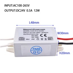 Slim Mini LED Driver Regulator AC120V 240V to DC 12V 24V IP67 12W Outdoor Garden Strip Light Transformer Switching Power Supply