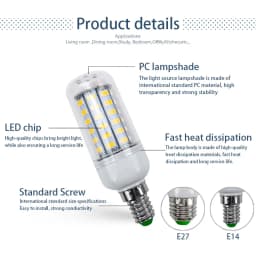 LED Lamp E27 E14 AC 220V 230V 5730SMD LED Lights Corn Led Bulb 24 36 48 56 69 72LEDs Chandelier Candle Lighting Home Decoration