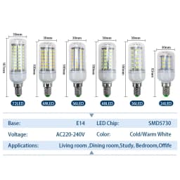 LED Lamp E27 E14 AC 220V 230V 5730SMD LED Lights Corn Led Bulb 24 36 48 56 69 72LEDs Chandelier Candle Lighting Home Decoration