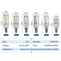 LED Lamp E27 E14 AC 220V 230V 5730SMD LED Lights Corn Led Bulb 24 36 48 56 69 72LEDs Chandelier Candle Lighting Home Decoration