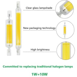 Super Bright Dimmable LED R7S Glass Tube COB Bulb Ceramics 78MM 118MM R7S Corn Lamp 15W 20W 30W 40W Replace Halogen Lampadas