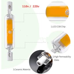 Super Bright Dimmable LED R7S Glass Tube COB Bulb Ceramics 78MM 118MM R7S Corn Lamp 15W 20W 30W 40W Replace Halogen Lampadas