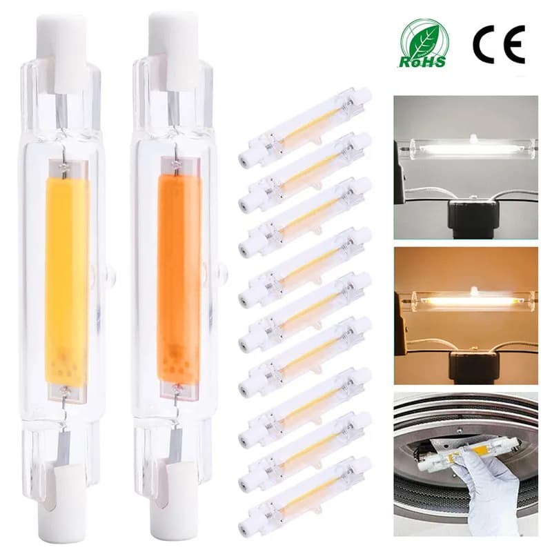 Super Bright Dimmable LED R7S Glass Tube COB Bulb Ceramics 78MM 118MM R7S Corn Lamp 15W 20W 30W 40W Replace Halogen Lampadas