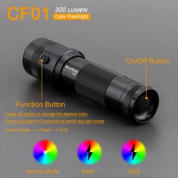 10 in 1 Multicolor Flashlight Red Green Blue Multi-Color RGBW Flashlight Light Torch for Night Observation Fishing Riding Hiking