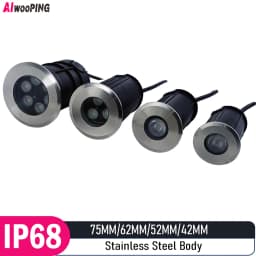 42MM 52MM 62MM 75MM 1W 3W 6W 12V-24V IP68 Swimming Pools Lighting All Stainless Steel LED Underwater Light