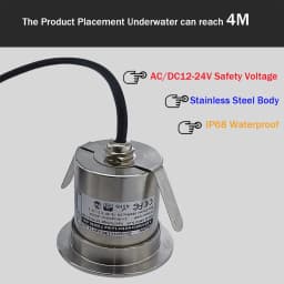 42MM 52MM 62MM 75MM 1W 3W 6W 12V-24V IP68 Swimming Pools Lighting All Stainless Steel LED Underwater Light