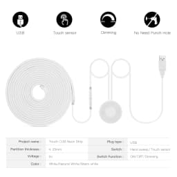 USB 5V LED Under Cabinet Light COB Strip Dimmable Night Neon Tape With Penetrable Wood Hand Scan Touch Sensor Switch For Kitchen