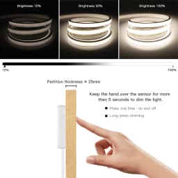USB 5V LED Under Cabinet Light COB Strip Dimmable Night Neon Tape With Penetrable Wood Hand Scan Touch Sensor Switch For Kitchen