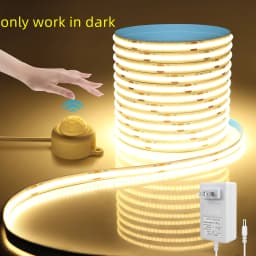 10M PIR Motion Sensor COB LED Strip Light 24V Led Light Tape Stairs Bedroom Kitchen Cabinet Backlight Lighting,Only Work in Dark