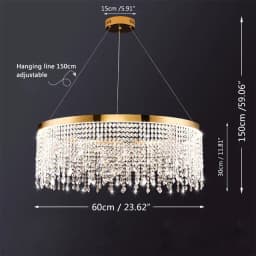 Royal Nordic Led Luster Pendant Lights Luxury Crystal Chandelier for Living Dining Room Circle Hanging Lamp Home Decor Fixture