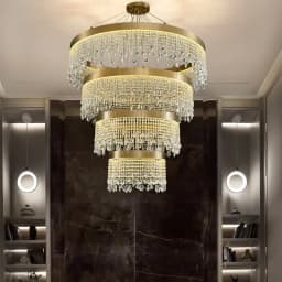 Royal Nordic Led Luster Pendant Lights Luxury Crystal Chandelier for Living Dining Room Circle Hanging Lamp Home Decor Fixture