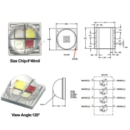 10-100pcs LED RGBW 5050 Chip SMD RGBWW 10W 12W 4 Chips Diode Bead Stage Flashlight Car Bicycle Lamp Headlight Ceramic Substrate