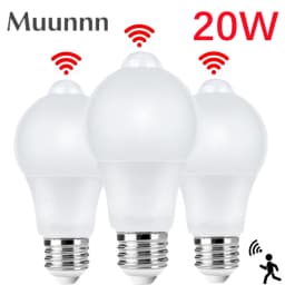E27 AC220V 20W LED Motion Sensor Bulb LED Lamp PIR Sensor Light Auto ON/OFF Led Night Light for Home Parking Lighting AC85V-265V