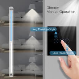 Bseed EU Standard Touch Sensor Dimmer Switch 1Gang 1Way Crystal Class Panel Led Dimmable White Black Dimmer With Adapter