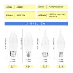 6Pcs led Light bulb 220V E14 E27 LED Lamp Indoor 3000K 4000K 6000K Light Lamp 3W 6W 9W 12W LED Candle Bulb Home Decor Chandelier