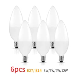 6Pcs led Light bulb 220V E14 E27 LED Lamp Indoor 3000K 4000K 6000K Light Lamp 3W 6W 9W 12W LED Candle Bulb Home Decor Chandelier