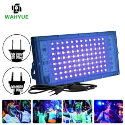 Led UV Floodlight 110V 220V 50W 100W Party Light 395nm 400nm IP65 Waterproof Ultraviolet Fluorescent Stage Lamp with US/EU Plug