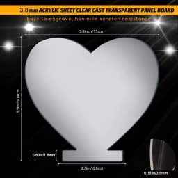 4 Pcs Different Clear Acrylic Sheet Round Square Heart Pentagon Panel Thick 3.8 mm Acrylic Board Cast Acrylic for DIY Display