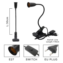 360 Degree LED Lamp Base Clip E27 Lamp Holder With On/Off Switch US EU Plug For LED Table Desk Lamps Book Light Bedroom