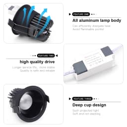 Aluminum LED Spot Light 5W 7W 9W 12W LED Spotlight Bulb 110V 220V Recessed Downlight Ceiling Lamp Showcase Decorative Lighting